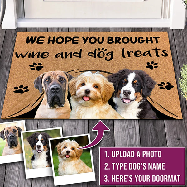 Custom Doormat Personalized gifts Text Name Pet Dog Cat Photo No Need to Knock We Know You're Here, indoor/outdoor carpet Door mat