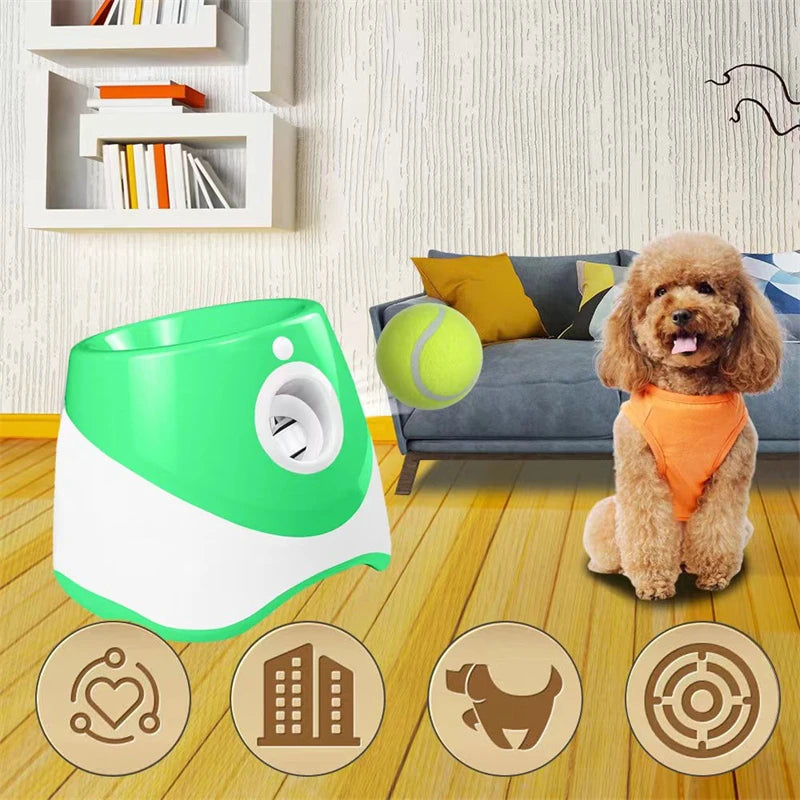 Automatic Dog Tennis Launcher Mini Tennis Throwing Pinball Machine Rechargeable Interactive Toy for Pet Dogs and Cats