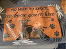 Custom Doormat Personalized gifts Text Name Pet Dog Cat Photo No Need to Knock We Know You're Here, indoor/outdoor carpet Door mat