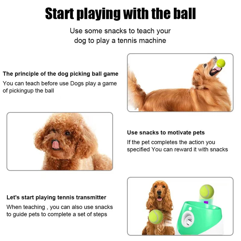 Automatic Dog Tennis Launcher Mini Tennis Throwing Pinball Machine Rechargeable Interactive Toy for Pet Dogs and Cats